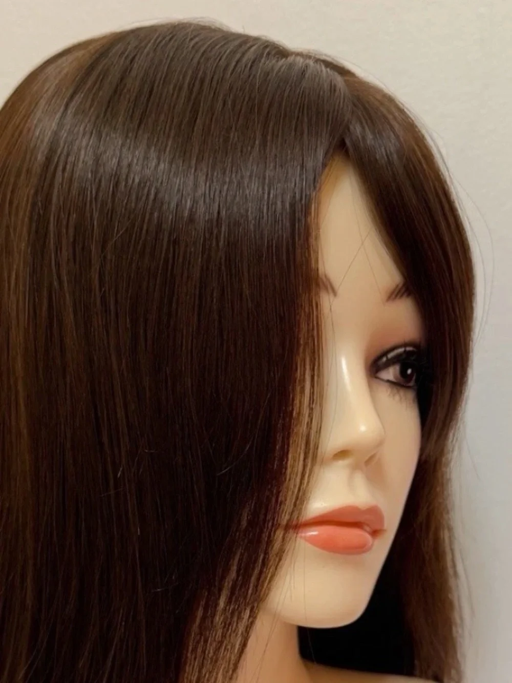 18” ADiva Wig Silk Top Kosher Sheitel Wig With Bangs Brown 100% Human Hair